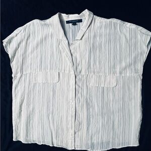 Marc New York White With Black Stripes Boxy Button Down Shirt (New W/Out Tags)